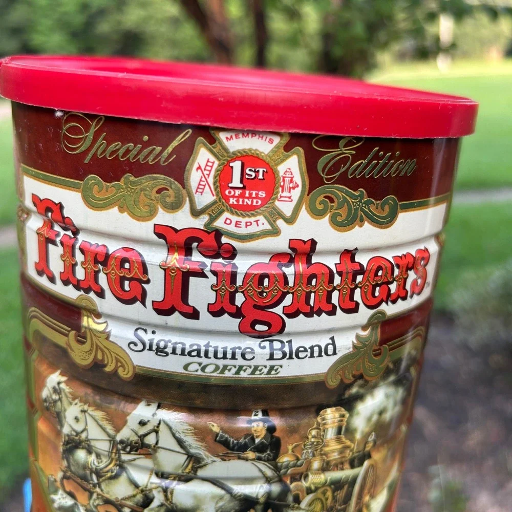 Vtg Fire Fighters Signature Blend Coffee Tin Special Ed 
